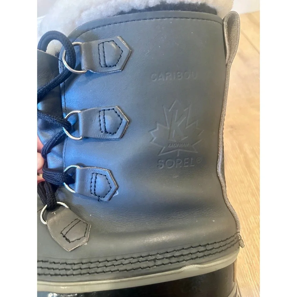 Vintage Sorel Kaufman Caribou Snow Boots Black &‎ Grey W Sz 8 Made in Canada